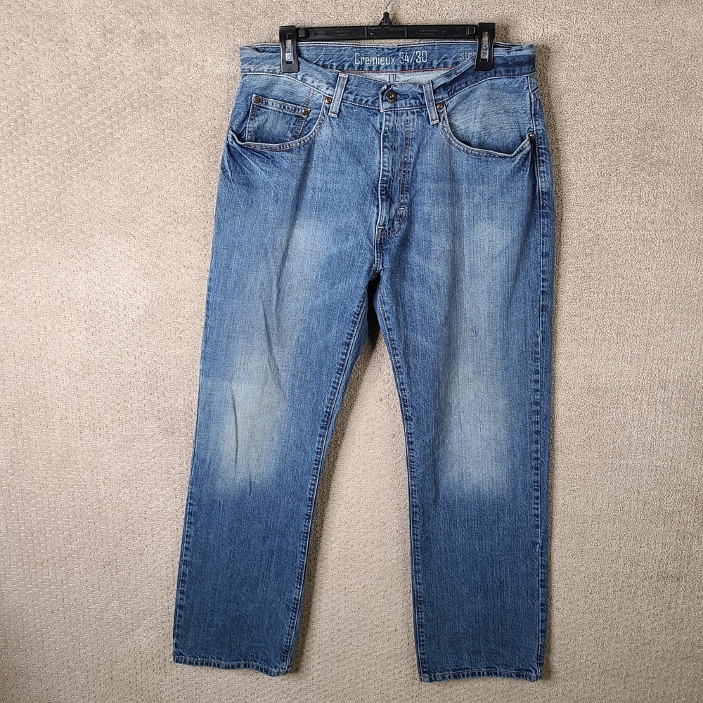 Cremieux Jeans Mens 34x30‎ (33x30) Blue Straight Leg Dark Wash Denim Cotton